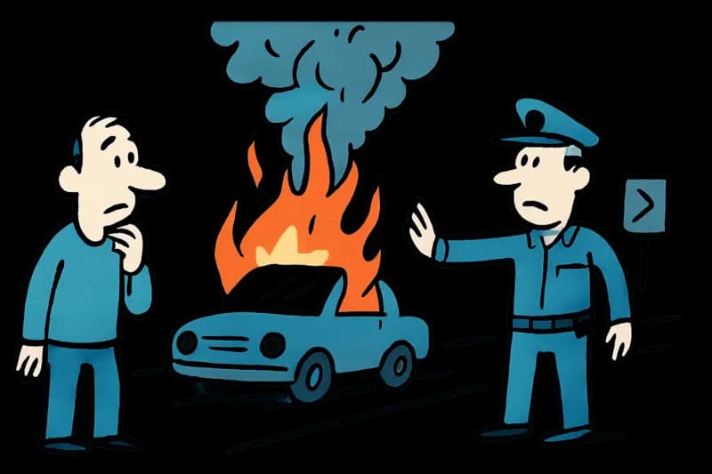 Car on MA-13 near Inca in flames – a safety check for the island