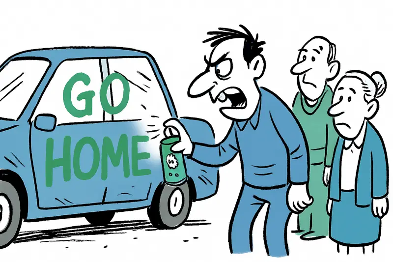 "Go Home" in Bunyola: When frustration meets cars