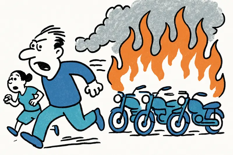 Fire at Ballermann: Four Motorcycles in Flames – Residents Flee Smoke