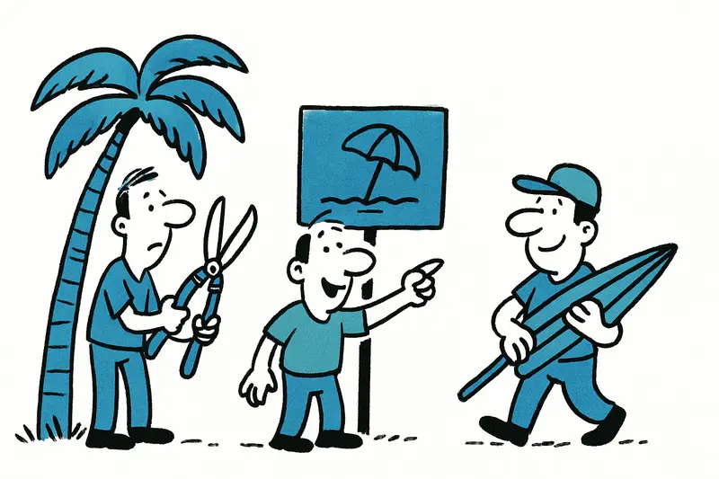 Llucmajor gets beaches ready: new signs, pruned palms and preparations for the summer season