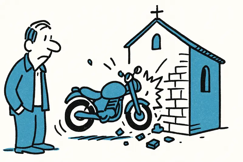 Motorcycle crashes into church wall in Establiments – what remains from the accident?