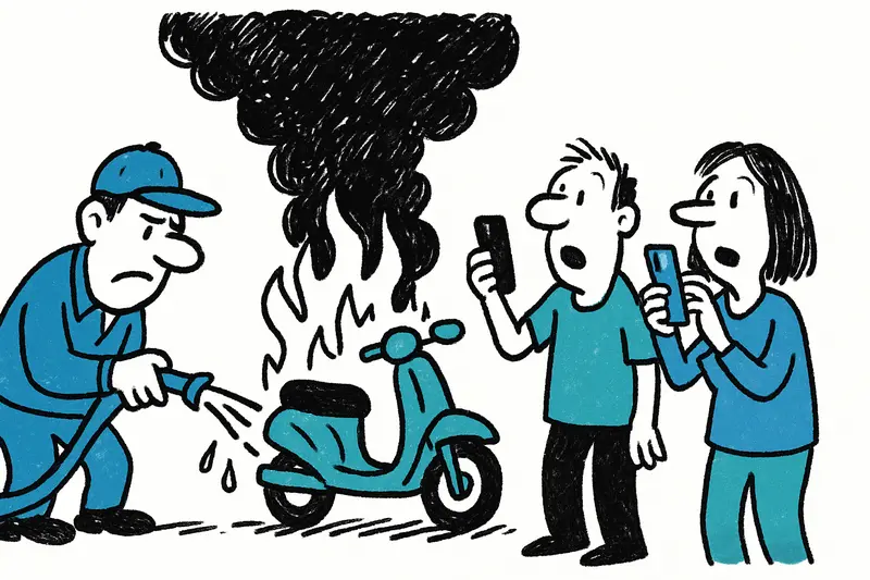 Motorcycle Fire in Palma: Black Smoke Plume Over Calle Sindicat