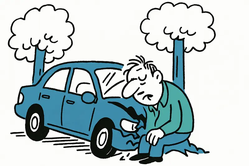 Fell asleep at the wheel after climbing: rental car crashes into trees on Camí de Son Rapinya