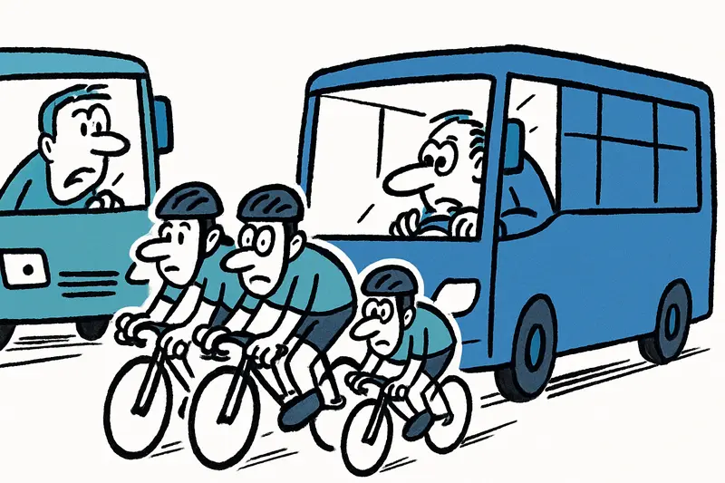 Near catastrophe at Valldemossa: Bus overtakes cycling group despite oncoming bus