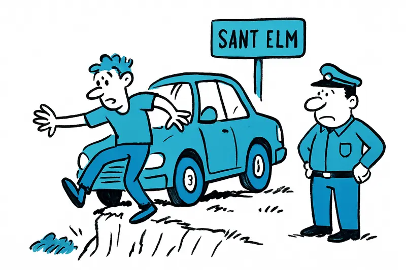 Accident in Sant Elm: 20-year-old drives car down embankment — without license or insurance